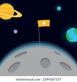 Flat design, Astronauts float in space, Vector illustration