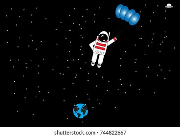 Flat design, Astronauts float in space, Vector illustration, Infographic Element