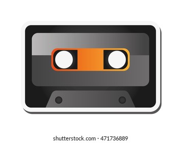 flat design audio cassette icon vector illustration
