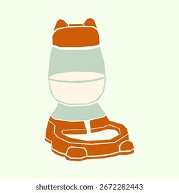 Diseño plano Alimentador automático de mascotas Dispensador de alimentos Ilustración de estilo simple y limpio