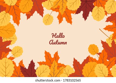 El diseño plano en otoño deja el fondo. - Vector.
