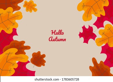Flat design autumn leaves background. - Vector.