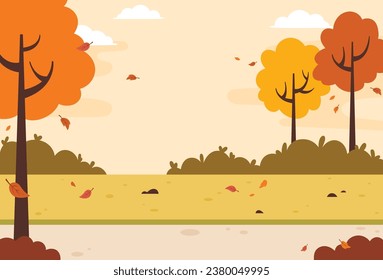 Flat design of autumn park vector