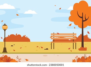 Flat design of autumn park vector