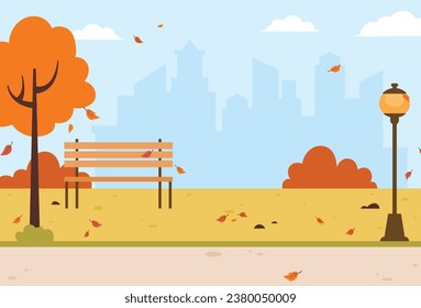 Flat design of autumn park vector