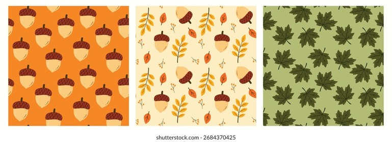 Padrão de outono de design plano definido para tecido