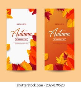 Flat design autumn sale banners collections