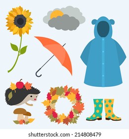 Flat design autumn set