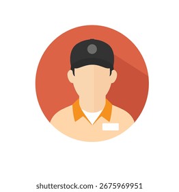 Flat Design Avatar of Delivery Worker with Cap – Vector Illustration