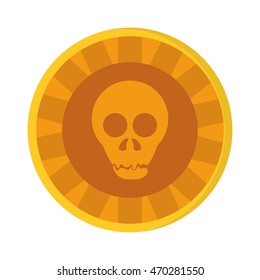 flat design Aztec gold coin skull icon vector illustration