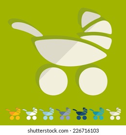 Flat design: baby buggy