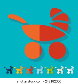 Flat design: baby buggy