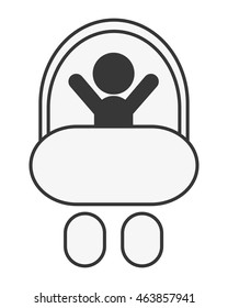 flat design baby in stroller icon vector illustration