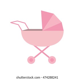 flat design baby stroller icon vector illustration