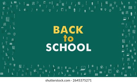 Flat Design Back to School Icons with Typography for Educational Banner and Poster