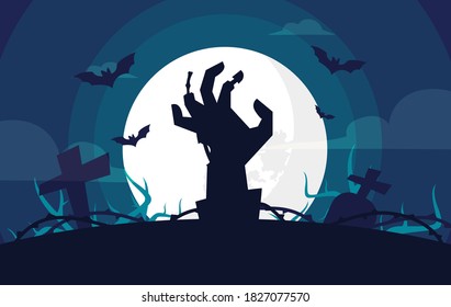 Flat design background for halloween for background. banner, poster or card template.