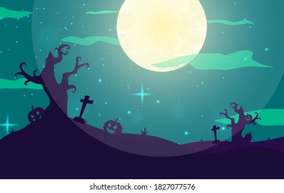 Fondo plano de diseño para halloween para fondo. banner, afiche o plantilla de tarjeta.
