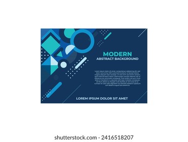 Flat design background random shapes dark blue light green