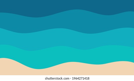 Fondo plano de diseño con formas onduladas. Playa. Concepto de verano. Ilustración vectorial.