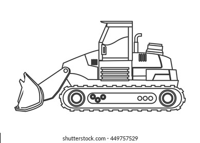 flat design backhoe machine icon vector illustration