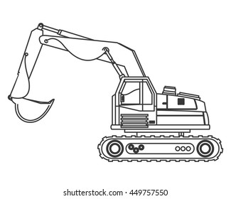flat design backhoe machine icon vector illustration