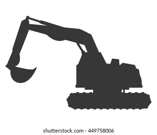 flat design backhoe machine icon vector illustration