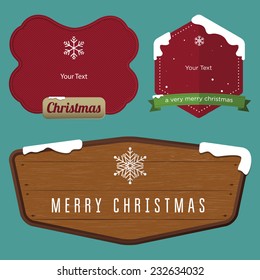 Flat design of badge set  for Christmas. Vector. Illustration.