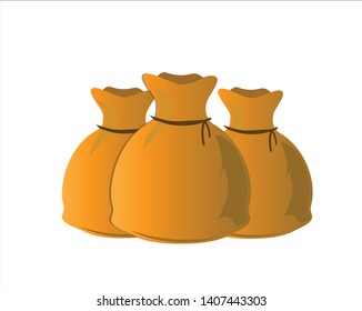 Flat design of bag with money. Vector illustration. Banking, business and finance.
