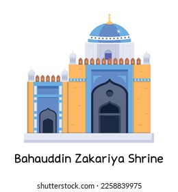 A flat design of bahauddin cakariya shrine