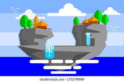 flat design of Bali at summer vacation 