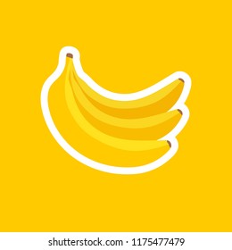 Flat design banana sticker. Bright and colorful banana icon.