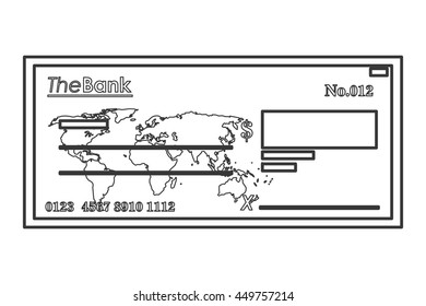 flat design bank check icon vector illustration line design