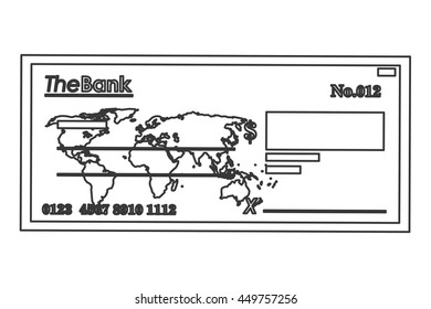 flat design bank check icon vector illustration line design