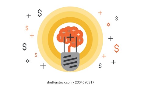 Flat design banner of big idea, inspiration, brainstorming, business ideas.