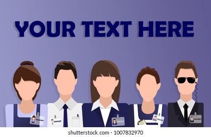 Flat design banner of business team for website and mobile website with text your text here and free space for your text. Modern vector illustration concept, isolated.