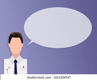 Flat design banner of business team for website with free space for your text. Businessman and speech box (dialogue) with blank space. Modern vector illustration concept, isolated.