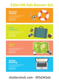 flat design banner set of vacation,materials for web banner