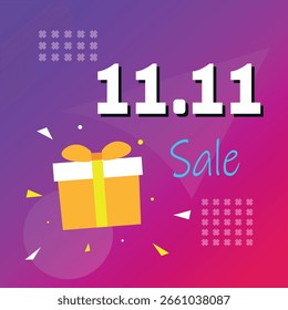 Anuncio de diseño plano para el día de compras 11 de noviembre Anuncio de Vector abstracto colorido