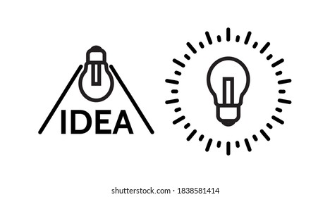 Flat design banner.Line with bulb logo light vector illustration. Creative thinking and imagination concept. Big idea, generation of decisions, enlightenment.