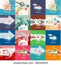 Banderas de diseño plano con forma de flecha