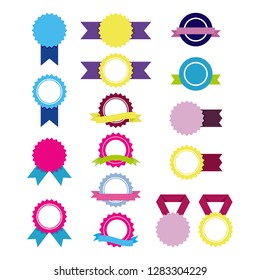 Flat Design Banners Ribbon White Background Label Modern Art