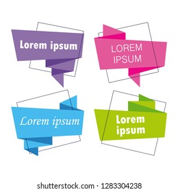 Flat Design Banners Ribbon White Background Label Modern Art
