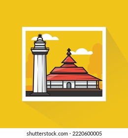 Flat Design of Banten Grand Mosque, can be use as Sticker, Logom and Poster