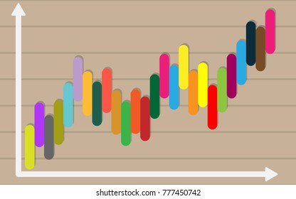 Flat Design With Bar Chart Vector Icon. Flat Icon Isolated On Color Background. Design Concept For Placards, Banners, Presentations, Reports, Card And Wallpaper.Vector Illustration. Eps 10.