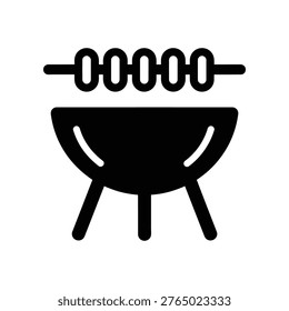 Flat design barbecue grill with glowing charcoal, ideal for summer campaigns, outdoor cooking promotions, and grilling recipe graphics. Clean vector style for apps, websites, and print media.