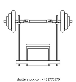 flat design barbell and bench icon vector illustration