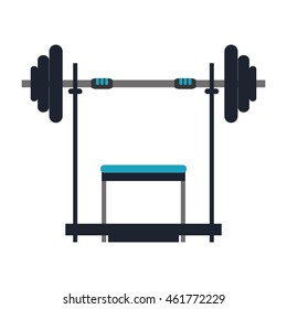 flat design barbell and bench icon vector illustration