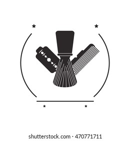 flat design barber shop emblem icon vector illustration
