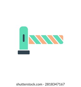Flat design barrier arm controlling entry ideal for transportation or security graphics. Represents passage or restriction.