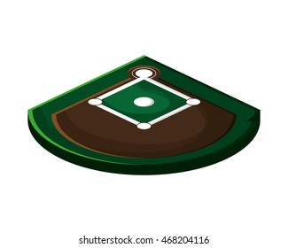 flat design baseball field icon vector illustration